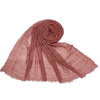 Plain stole in crinkled cotton fabric - Light maroon